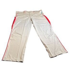 NWT CHAMPRO Triple Crown Open Bottom Baseball Pants Adult  4X Grey/Red Panels‎